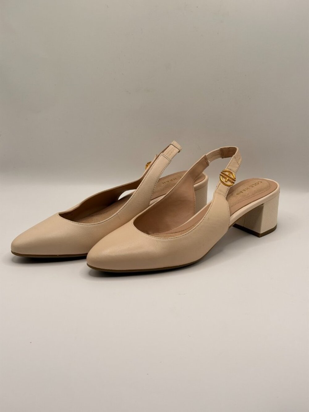 Cole Haan Women's Bleached Tan Leather Go-To Slingback Pump 45 mm Sz 8 B